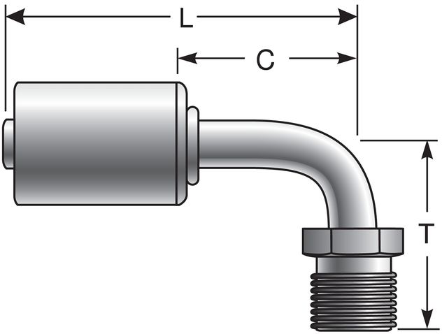 Gates G47599-0606 Male Inverted O-Ring - 90 Bent Tube