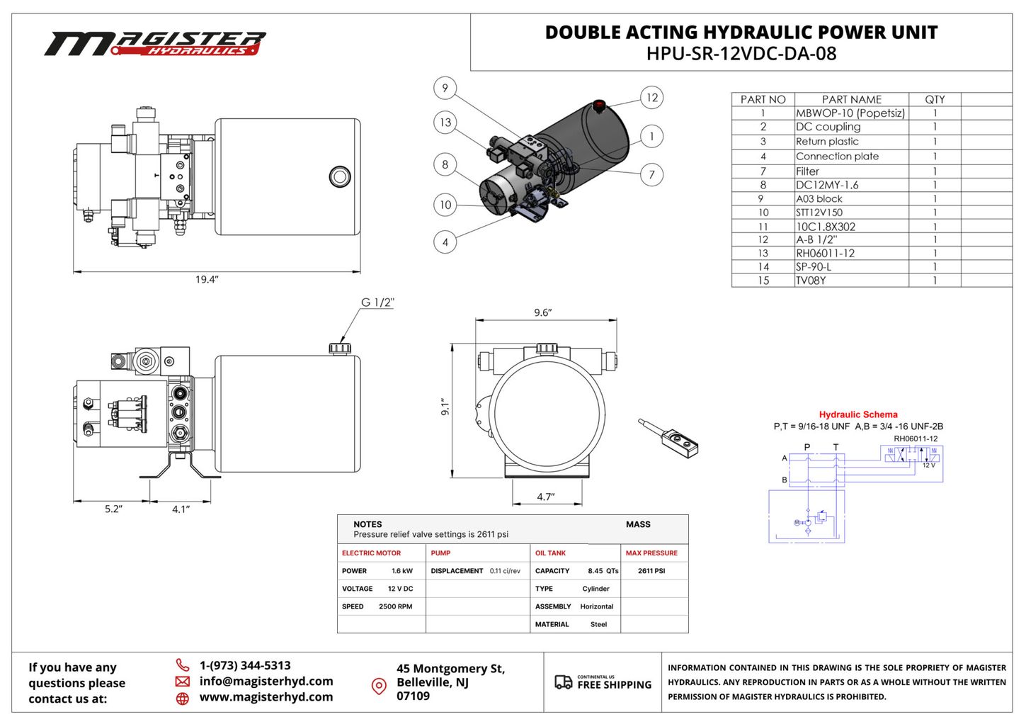 HPU SR 12VDC DA 08 4